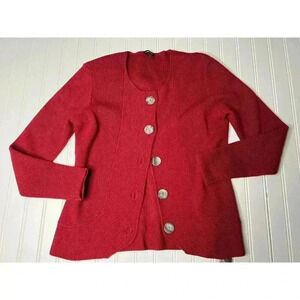 The J. Peterman Company Merino Wool Knit Cardigan Jacket Red Small NWOT. 285